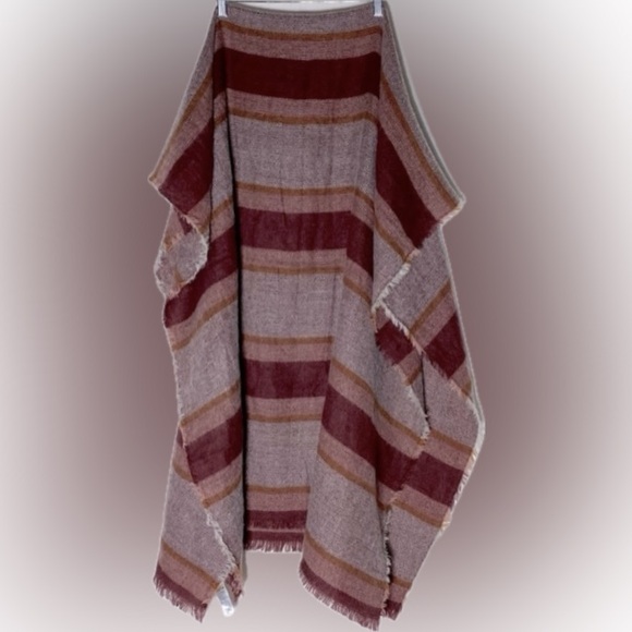 Old Navy Burgundy Red Orange striped Oversized Blanket Scarf | 78"X40" - Picture 2 of 5